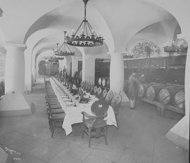 "Interior of rathskellar/wine cellar at the Hotel Astor, Broadway and 45th Street. 1904."